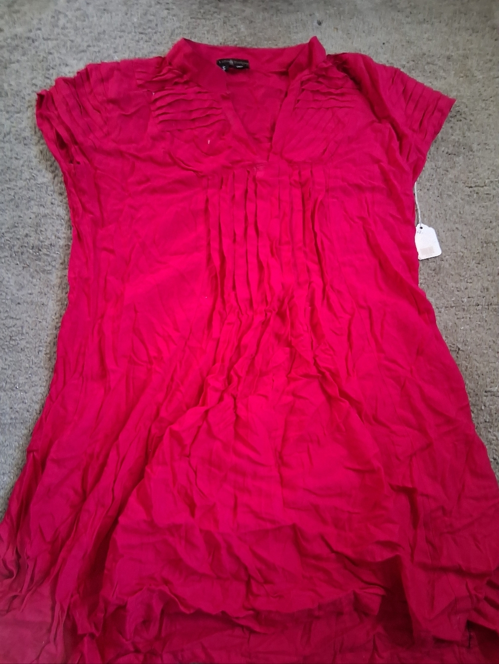 Pleated V-Neck Tunic Top in Bright Pink